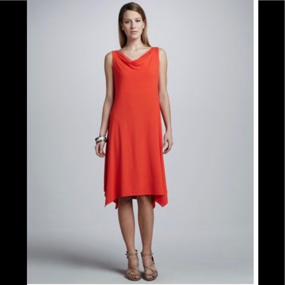 Eileen Fisher Cowl Neck Jersey Dress PM in Firefly